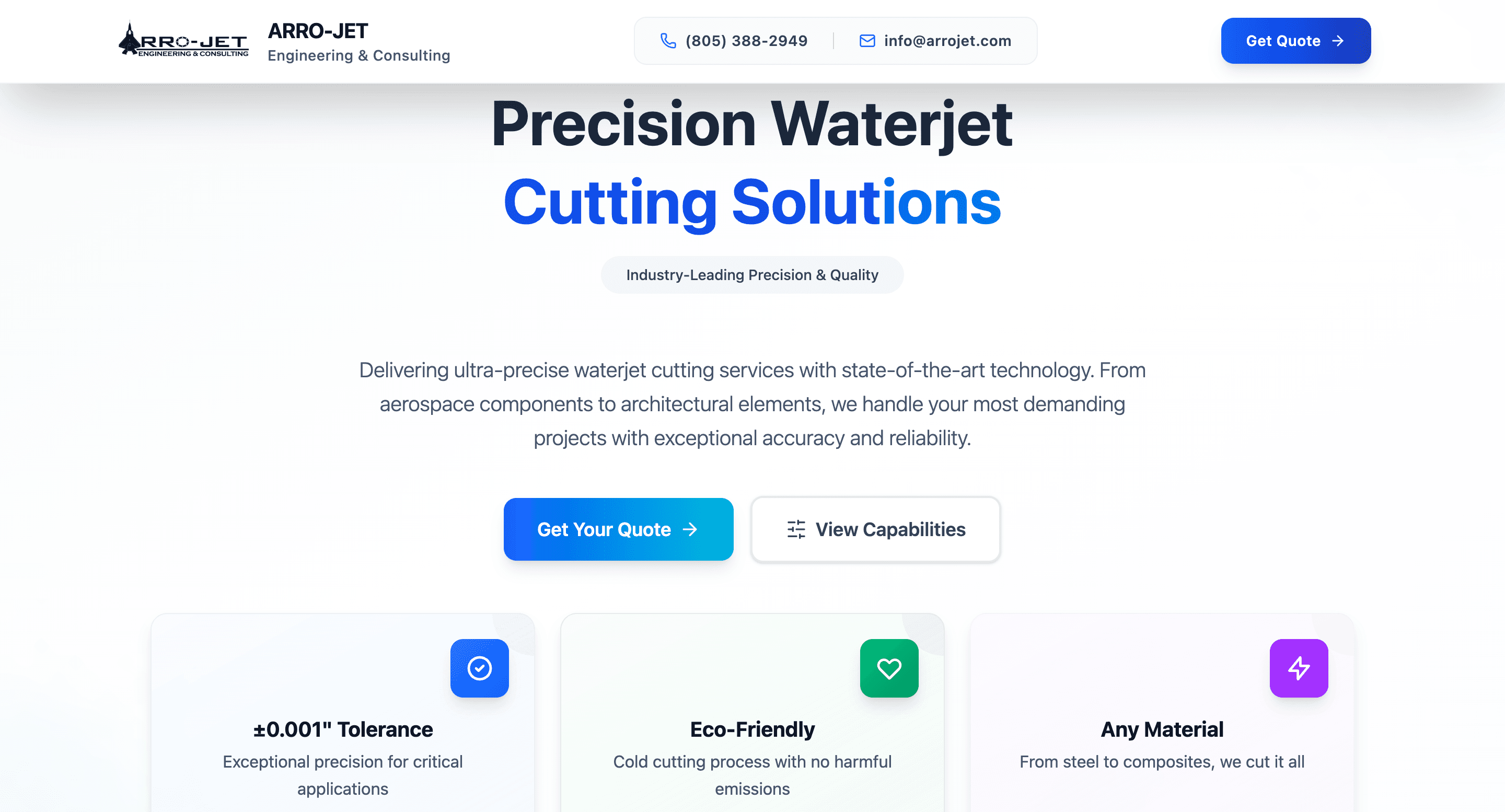Arro Jet website preview